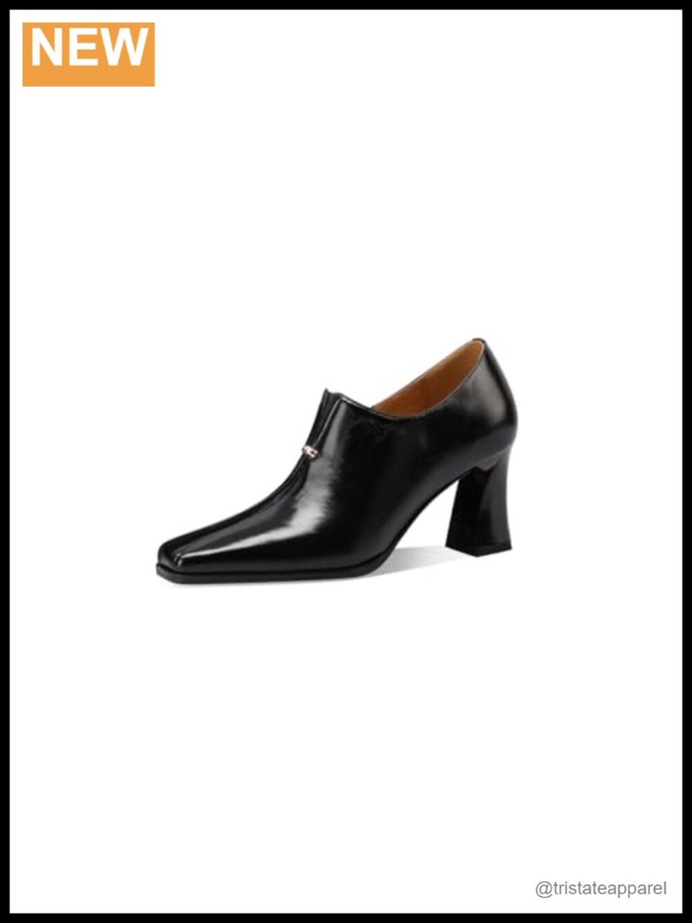 Genuine Leather Square Toe Mid Heel Pumps